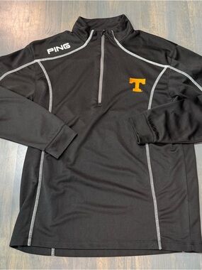 Ping Black Performance Quarter-Zip with Tennessee Logo - Size Medium